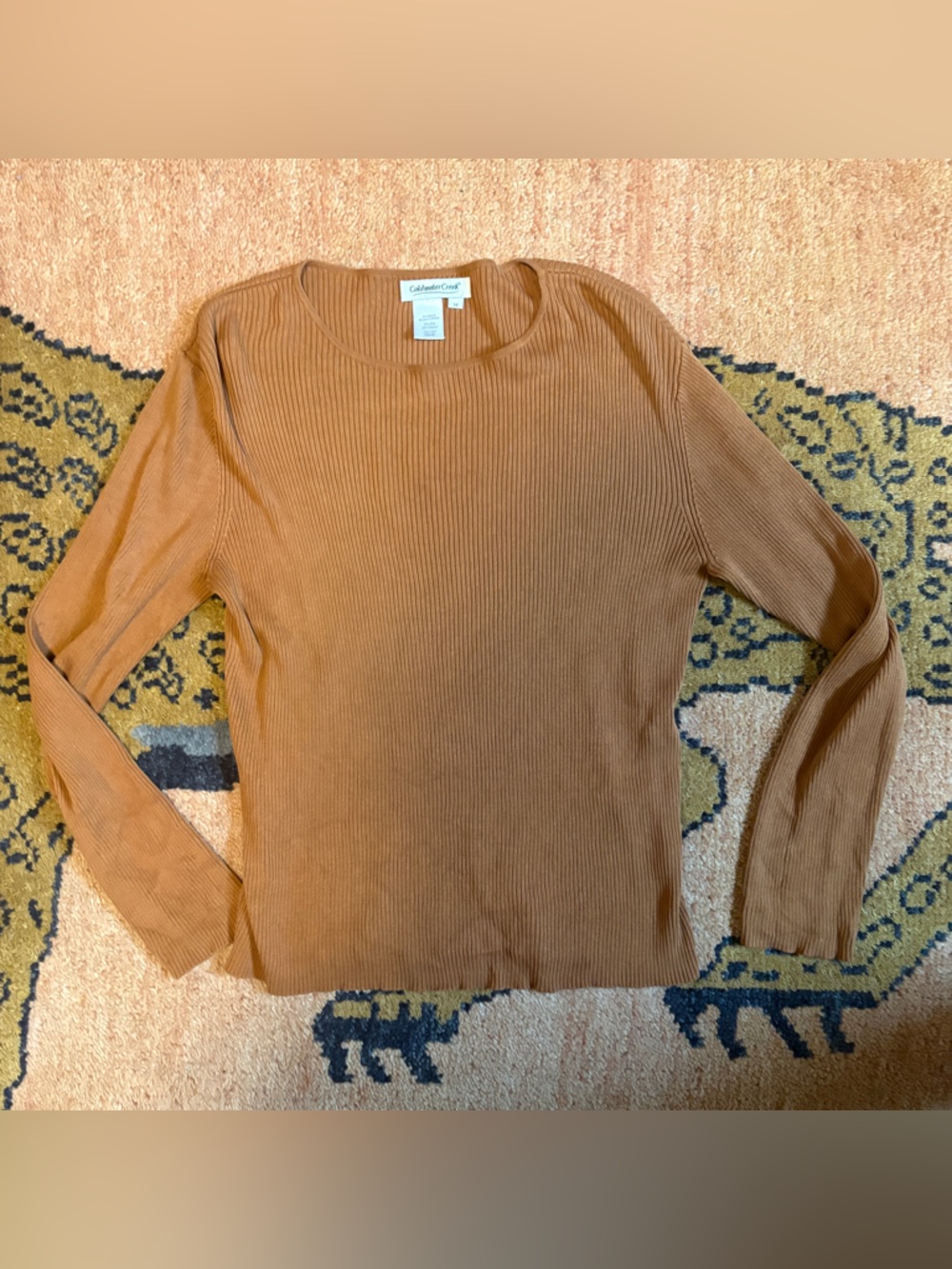 Coldwater Creek Silk Cotton Ribbed Long Sleeve Top